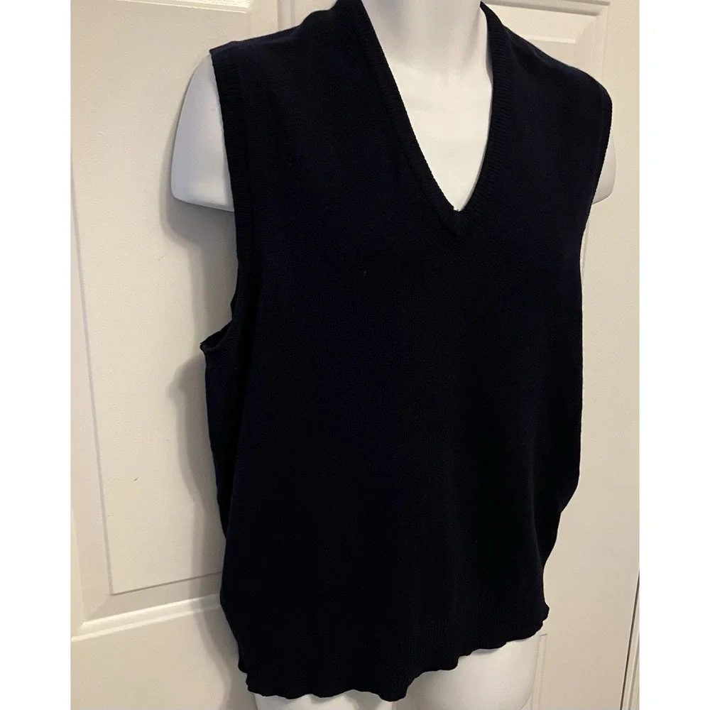 B‎ Altman & Co Vtg Sweater Vest Men's Sz 44 Large Navy Blue Preppy Lambswool